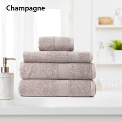 Royal Comfort 4 Piece Cotton Bamboo Towel Set 450GSM Luxurious Absorbent Plush - Champagne