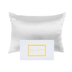 Royal Comfort Pure Silk Pillow Case 100% Mulberry Silk Hypoallergenic Pillowcase - White