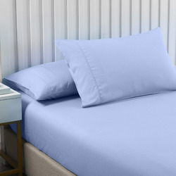 Royal Comfort 2000TC 3 Piece Fitted Sheet and Pillowcase Set Bamboo Cooling - King - Light Blue