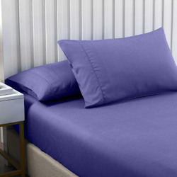 Royal Comfort 2000TC 3 Piece Fitted Sheet and Pillowcase Set Bamboo Cooling - King - Royal Blue