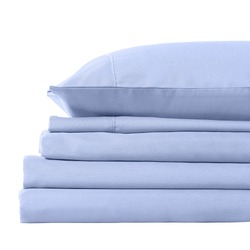 Royal Comfort 2000TC 3 Piece Fitted Sheet and Pillowcase Set Bamboo Cooling - Queen - Light Blue