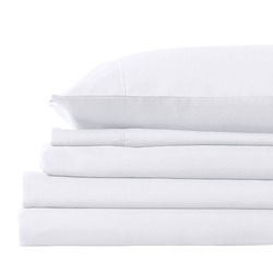 Royal Comfort 2000TC 3 Piece Fitted Sheet and Pillowcase Set Bamboo Cooling - Queen - White