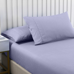 Royal Comfort 2000TC 3 Piece Fitted Sheet and Pillowcase Set Bamboo Cooling - Double - Lilac Grey