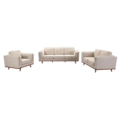 3+2 Seater Sofa Beige Fabric Lounge Set for Living Room Couch with Wooden Frame