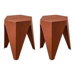 ArtissIn Set of 2 Puzzle Stool Plastic Stacking Stools Chair Outdoor Indoor Red