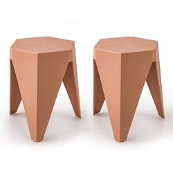 ArtissIn Set of 2 Puzzle Stool Plastic Stacking Bar Stools Dining Chairs Kitchen Pink