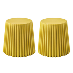 ArtissIn Set of 2 Cupcake Stool Plastic Stacking Bar Stools Dining Chairs Kitchen Yellow