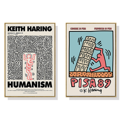 Wall Art 50cmx50cm By Keith Haring 2 Sets Gold Frame Canvas