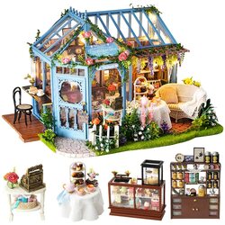 Dollhouse Miniature with Furniture Kit Plus Dust Proof and Music Movement - Rosa Garden Tea