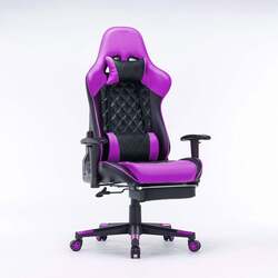 Gaming Chair Ergonomic Racing chair 165° Reclining Gaming Seat 3D Armrest Footrest Purple Black
