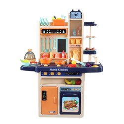 65pcs 93cm Children Kitchen Kitchenware Play Toy Simulation Steam Spray Cooking Set Cookware Tableware Gift Blue Color