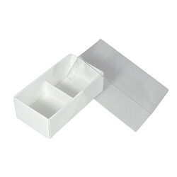 10 Pack of White Card Chocolate Sweet Soap Product Reatail Gift Box - 2 Bay Compartments - Clear Slide On Lid - 8x4x3cm