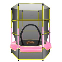 Kahuna 4.5ft Trampoline Round Free Safety Net Spring Pad Cover Mat Yellow Pink