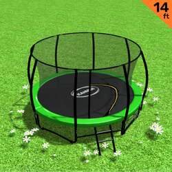 Kahuna 14ft Trampoline Free Ladder Spring Mat Net Safety Pad Cover Round Enclosure - Green