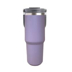 900ML Purple Stainless Steel Travel Mug with Leak-proof 2-in-1 Straw and Sip Lid, Vacuum Insulated Coffee Mug for Car, Office, Perfect Gifts, Keeps Li