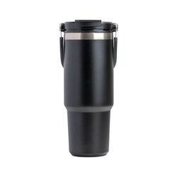 750ML Black Stainless Steel Travel Mug with Leak-proof 2-in-1 Straw and Sip Lid, Vacuum Insulated Coffee Mug for Car, Office, Perfect Gifts, Keeps Liq