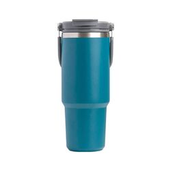 900ML Blue Stainless Steel Travel Mug with Leak-proof 2-in-1 Straw and Sip Lid, Vacuum Insulated Coffee Mug for Car, Office, Perfect Gifts, Keeps Liqu