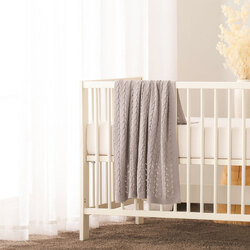 Little Gem Lyla Grey Cotton Baby Blanket 75 x 100 cm
