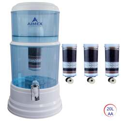 Aimex 20L Benchtop Water Purifier Dispenser Maifan Stone with 3 X 8 Stage Fluoride Filters