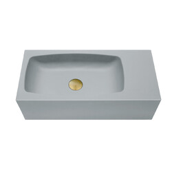 New Concrete Cement Wash Basin Counter Top Matte Light Grey Wall Hung Curved Basin