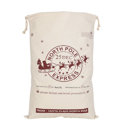 50x70cm Canvas Hessian Christmas Santa Sack Xmas Stocking Reindeer Kids Gift Bag, Cream - Checked By Head Ell