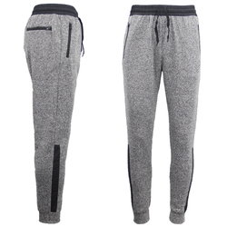 Mens Joggers Trousers Gym Sport Casual Sweat Track Pants Cuffed Hem w Zip Pocket, Light Grey, XL