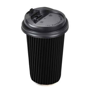 200 Pcs 16oz Disposable Takeaway Coffee Paper Cups Triple Wall Take Away w Lids