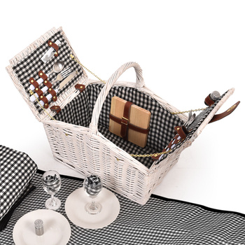 2 Person Picnic Basket Baskets Set Outdoor Blanket Deluxe Willow Gift Storage
