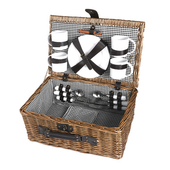 4 Person Picnic Basket Baskets Set Outdoor Blanket Deluxe Willow Gift Storage
