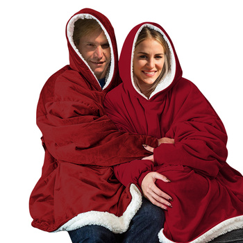 2x Blanket Hoodie Blanket Ultra Plush Comfy Sweatshirt Huggle Fleece Soft Warm