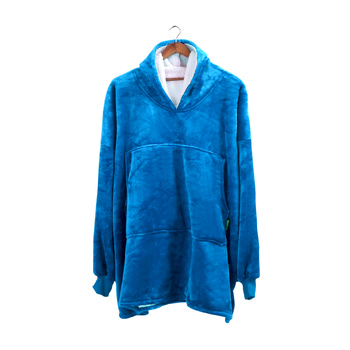Blanket Hoodie Blanket Ultra Plush Comfy Sweatshirt Huggle Fleece Warm Blue