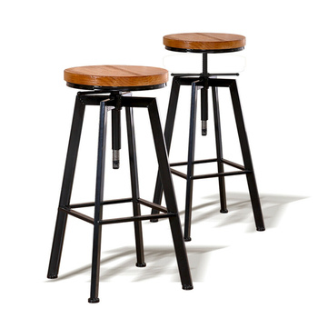 Levede Industrial Bar Stools Kitchen Stool Wooden Barstools Swivel Chair Vintage