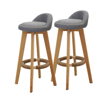 2x Bar Stools Swivel Stool Kitchen Wooden Chairs Fabric Barstools Grey