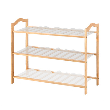 Levede Bamboo Shoe Rack Storage Wooden Organizer Shelf Stand 3 Tiers Layers 80cm