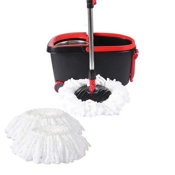 360° Spin Mop Bucket Set Spinning Stainless Steel Rotating Wet Dry  Black