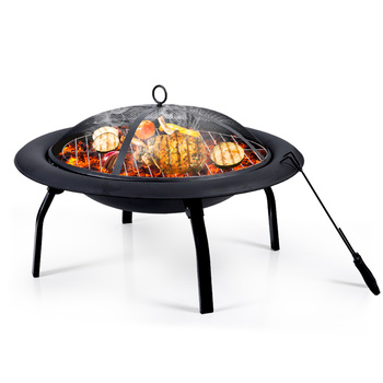 22" Outdoor Fire Pit BBQ Grill Fireplace Portable Camping Garden Patio Heater