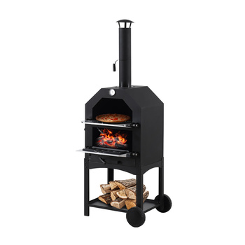 3in1 Charcoal BBQ Grill Steel Pizza Oven Smoker Outdoor Portable Barbecue Camp