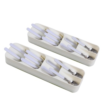 Cutlery Organiser Drying Tray Kitchen Drawer Organizer  Spoon Divider Box x2