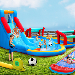 Inflatable Water Park with Slide, Trampoline, Soccer, Volleyball and Ball Pit