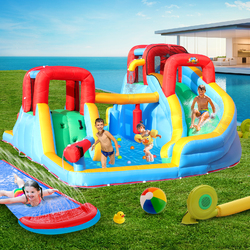 Inflatable Water Park Kids Jumping Castle Double Slide Pool Outdoor Trampoline