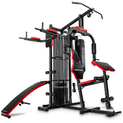 Proflex Red Multi Station Home Gym Set with 100lbs Plates & Boxing Bag