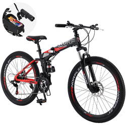 NORFLX 26" Folding Mountain Bike*Shimano 21 Speed*Foldable Frame Suspension Red