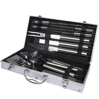 Stainless Steel BBQ Tool Set Barbecue Utensil Grill Aluminium Cook Outdoor 10Pcs