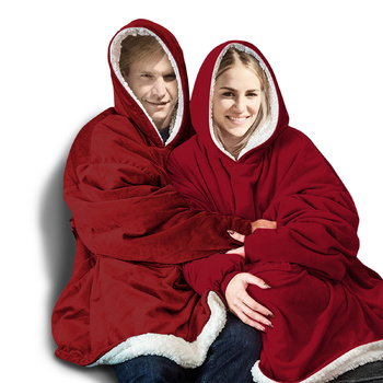 2x Soft Blanket Sweatshirt Hoodie Ultra Plush Comfy Huggle Fleece Warm Burgundy