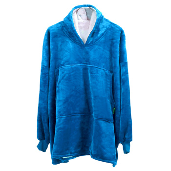 2x Hoodie Blanket Ultra Plush Comfy Huggle Fleece Sweatshirt Warm - Blue