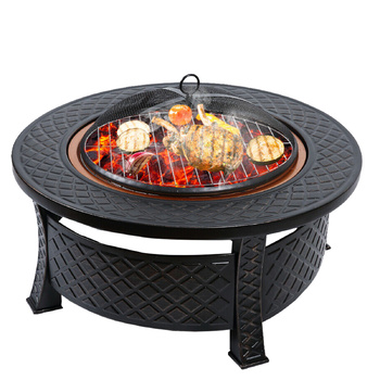 3 in 1 Garden Outdoor Fire Pit BBQ Brazier Round Stove Patio Heater Black