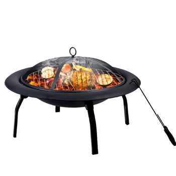 Outdoor Fire Pit BBQ Grill Fireplace Portable Camping Garden Patio Heater 22"