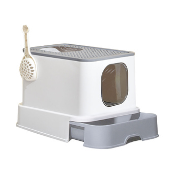 Full Enclosed Cat Kitty Litter Box Toilet Trapping Sifting Odor Control Basin