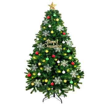 2.4M Christmas Tree Kit Decorations Colorful Plastic Ball Baubles with LED Light
