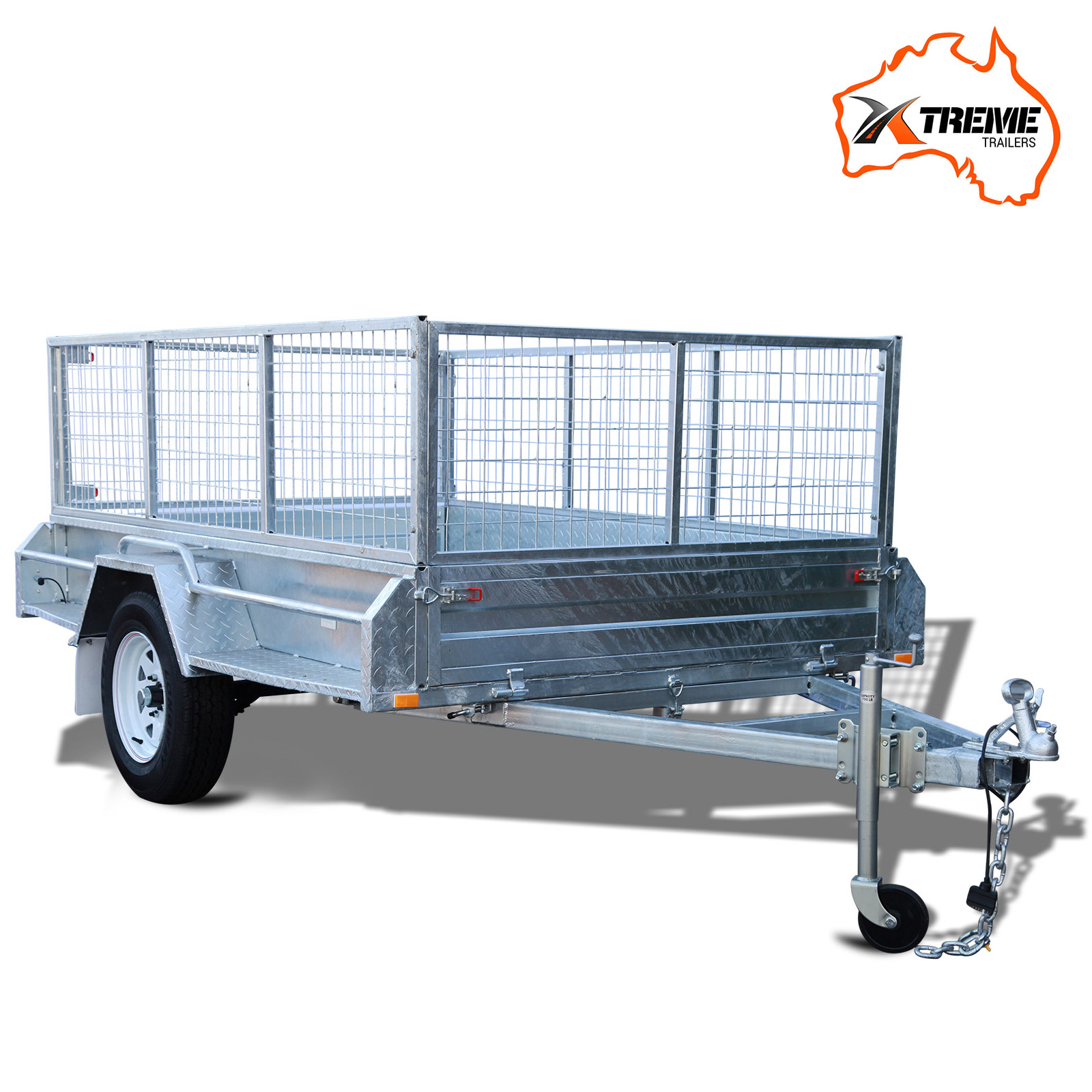 Xtreme Trailers 7X4 Galvanized Box Trailer 600mm Cage ATM 750kg